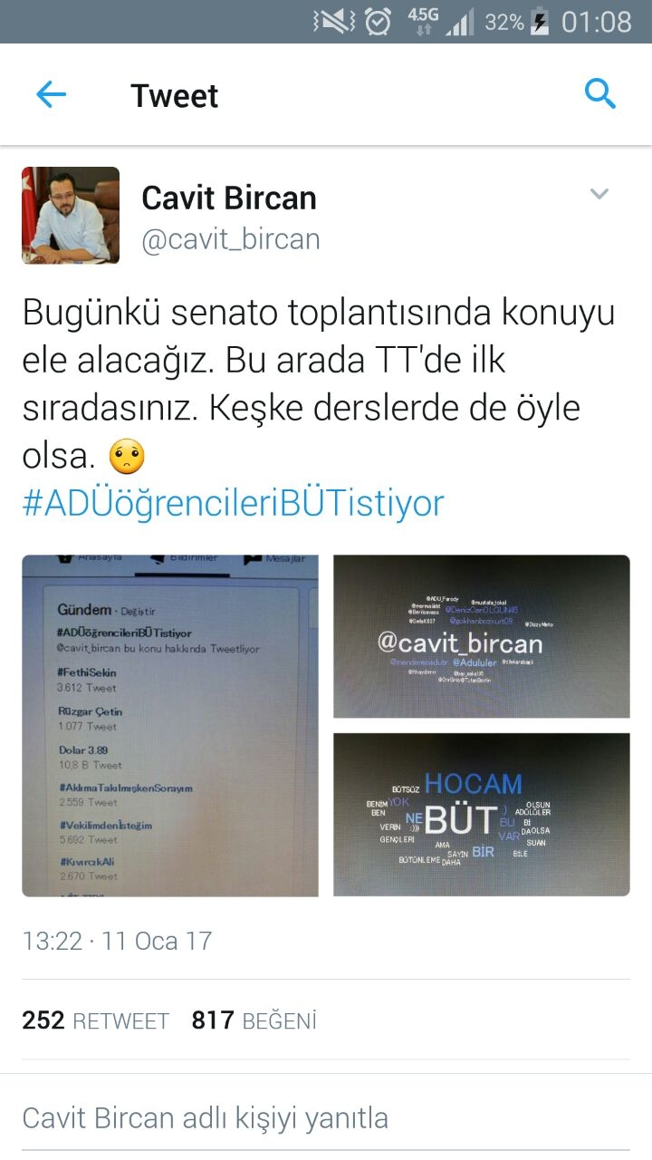 Rektör Prof. Dr. Cavit Bircan Twitter'ı Salladı. 1