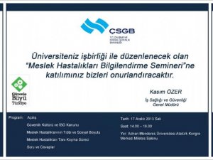 Meslek Hastalıkları Bilgilendirme Semineri Gerçekleştirilecek