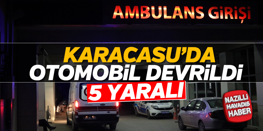 Karacasu'da otomobil devrildi; 5 yaralı