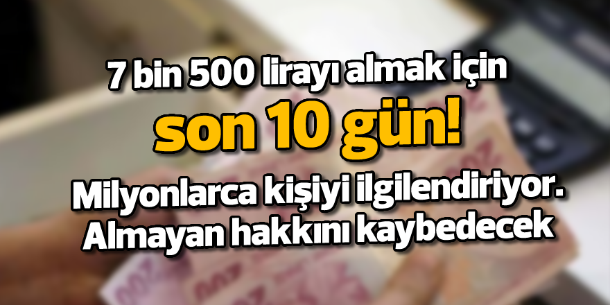 Dikkat! 7 bin 500 lirayı almak için 10 gününüz var