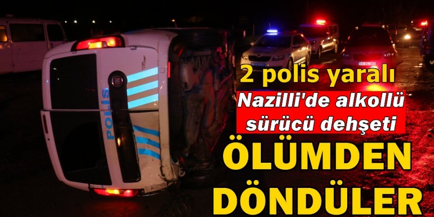 Alkollü sürücü polis arabasına çarptı, 2 polis yaralı