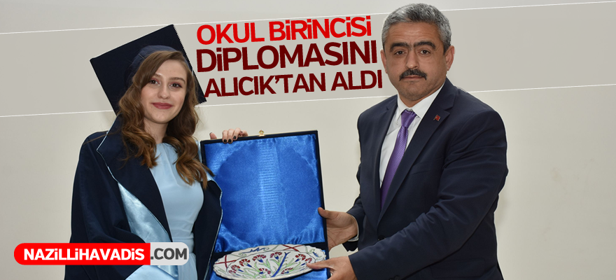 Okul birincisi diplomasını Başkan Alıcık’tan aldı