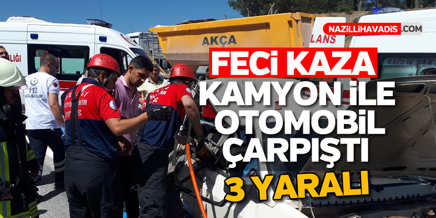 Kamyon ile otomobil çarpıştı: 3 yaralı