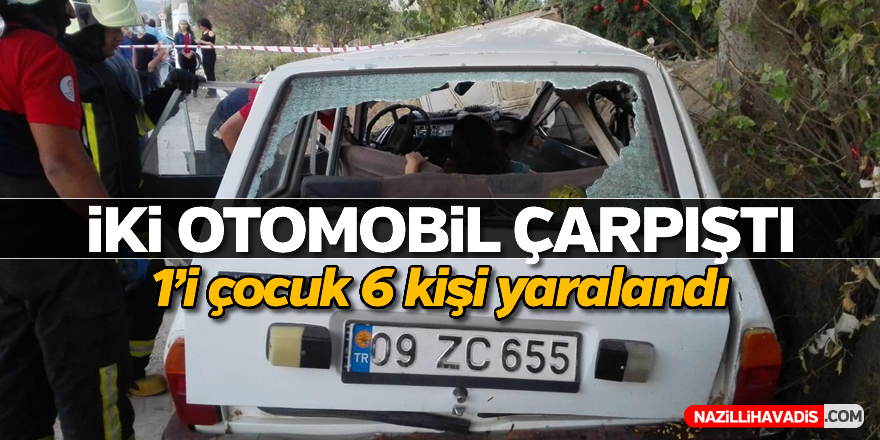 İki otomobil çarpıştı;  6 yaralı