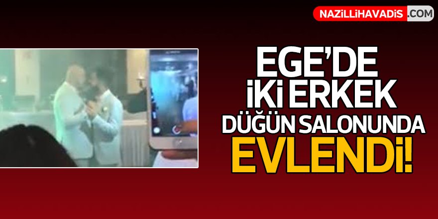 İki erkek düğün salonunda evlendi