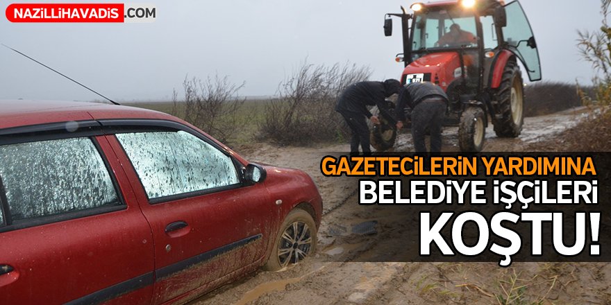 Gazetecilerin yardımına belediye işçileri koştu!