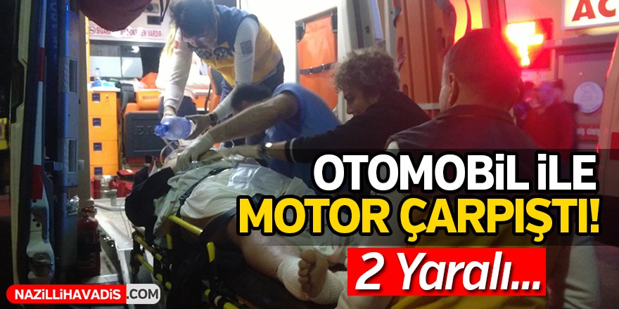 Otomobille motosiklet çarpıştı!