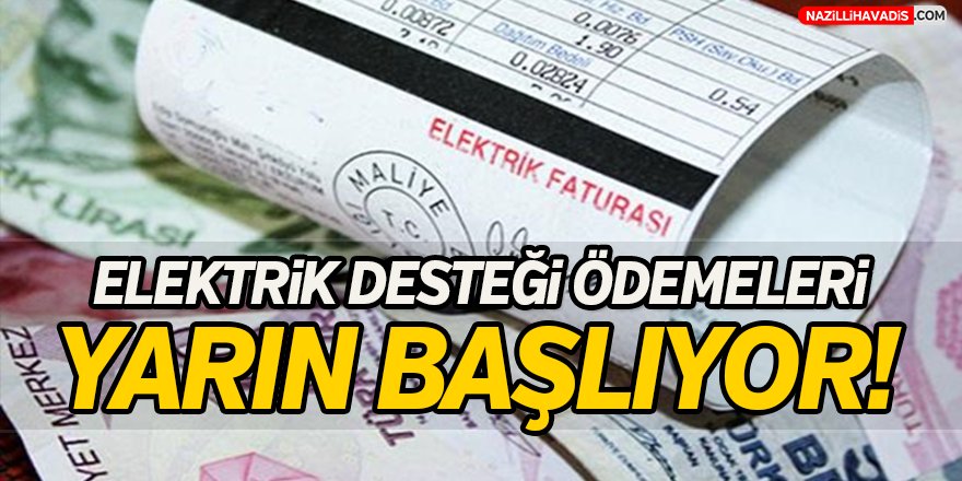 Elektrik desteği ödemeleri yarın başlıyor