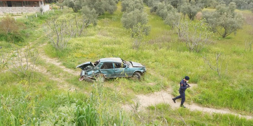 NAZİLLİ’DE KAZA...TAKLALAR ATAN ARABADAN BURNU KANAMADAN ÇIKTI!