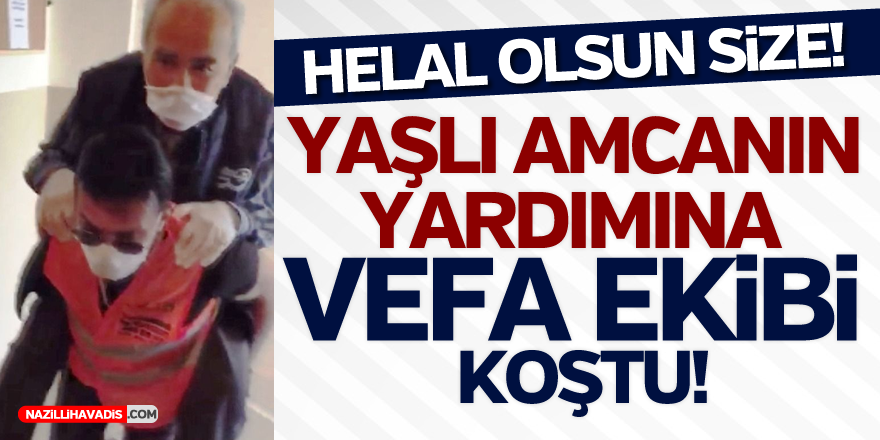 'Vefa' Personeli Yaşlı Adamı Sırtında Taşıdı