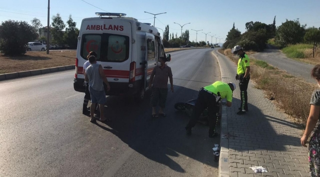 Aydın'da devrilen motosikletin sürücüsü yaralandı