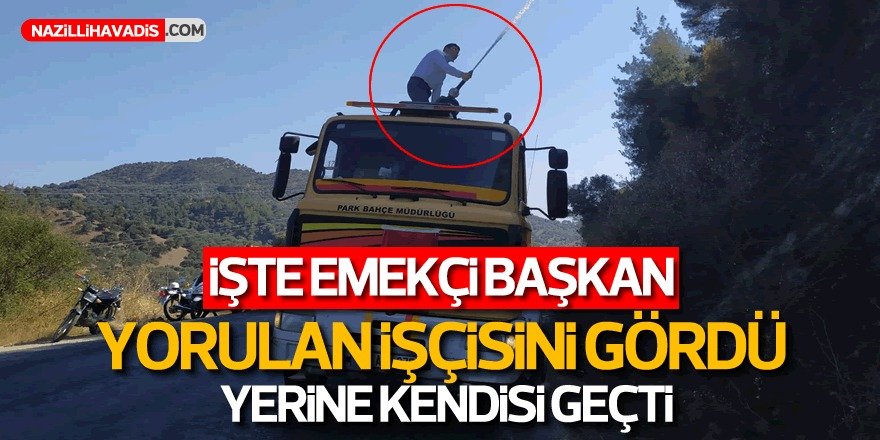 Başkan Özcan su tankerinin üzerine çıktı, yangın söndürdü