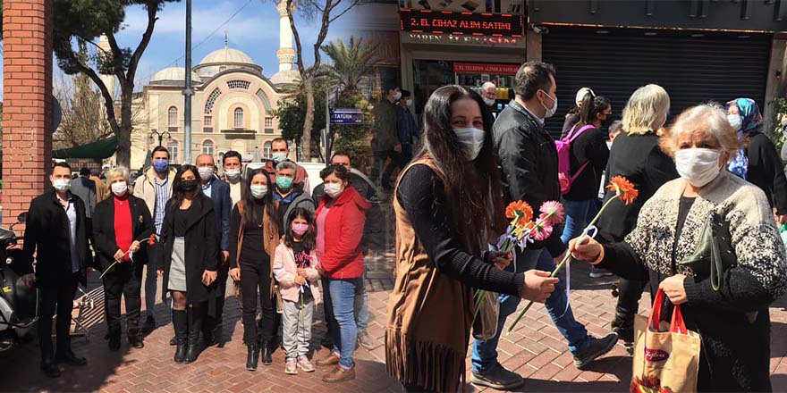 Nazilli DEVA,  8 Mart’ta kadınlara çiçek dağıttı