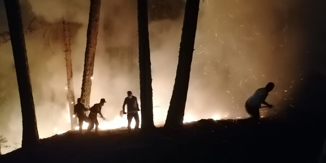 Karacasu yangınında gönüllülerin mücadelesi sürüyor