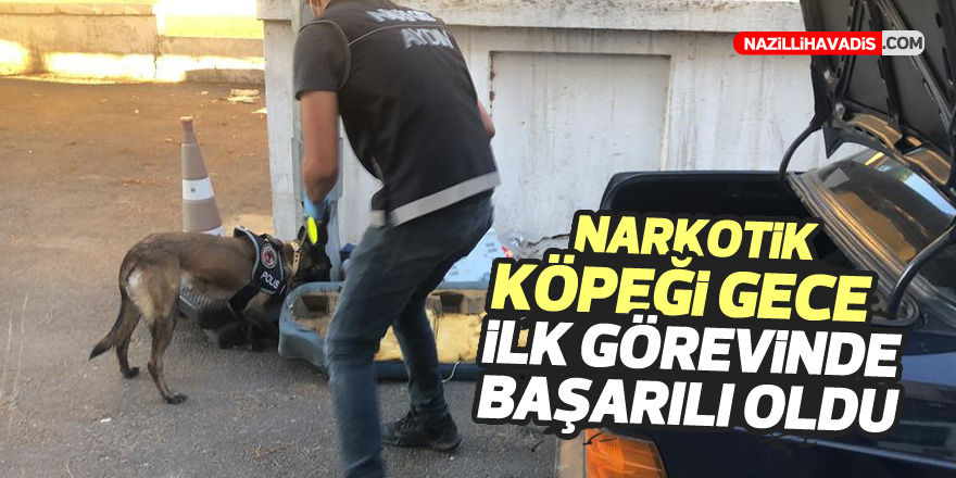 Narkotik köpeği "Gece", ilk görevinde otomobile saklanan uyuşturucuyu buldu