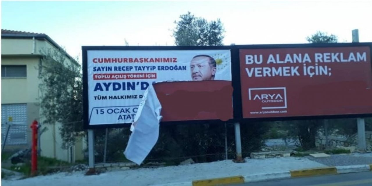 Cumhurbaşkanı Erdoğan'ın afişlerini yırtan kişi gözaltına alındı