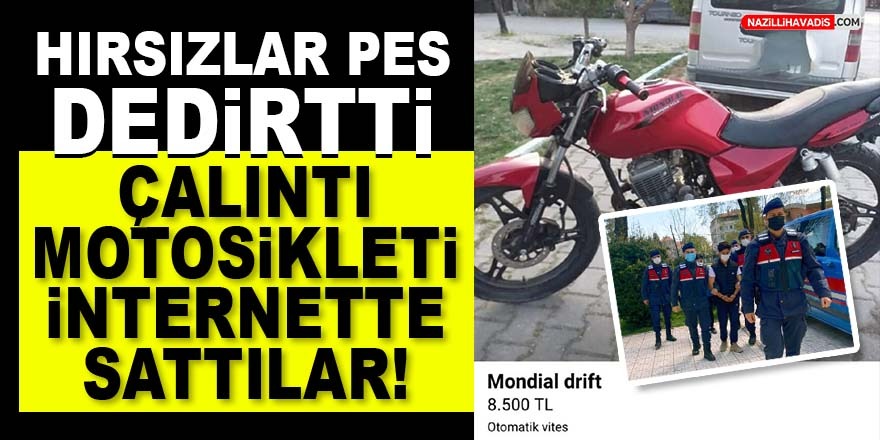 Çaldıkları motosikleti internette satmaya çalışırken yakalandılar!