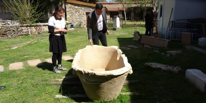 1800 yıllık 1 ton ağırlığındaki küvet, Türkiye’de tek