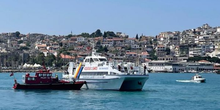 Kuşadası'ndan Sisam'a giden tekne su alınca yolcular panik yaşadı