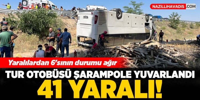 Tur otobüsü şarampole yuvarlandı: 41 yaralı