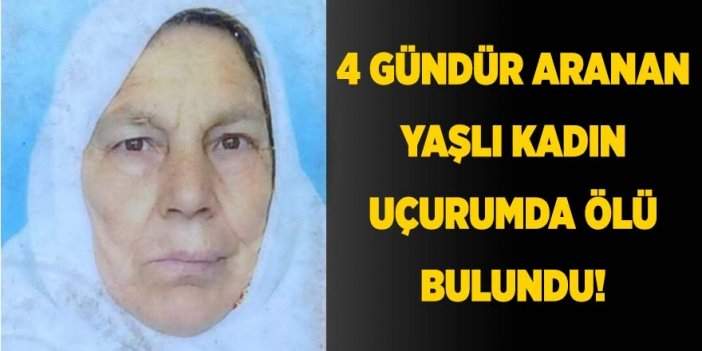 4 gündür aranan yaşlı kadın, uçurumda ölü bulundu