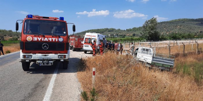 Tarlaya savrulan kamyonetteki 2 kişi yaralandı