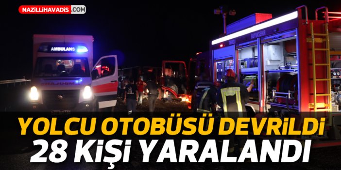 Denizli'de devrilen yolcu otobüsündeki 28 kişi yaralandı