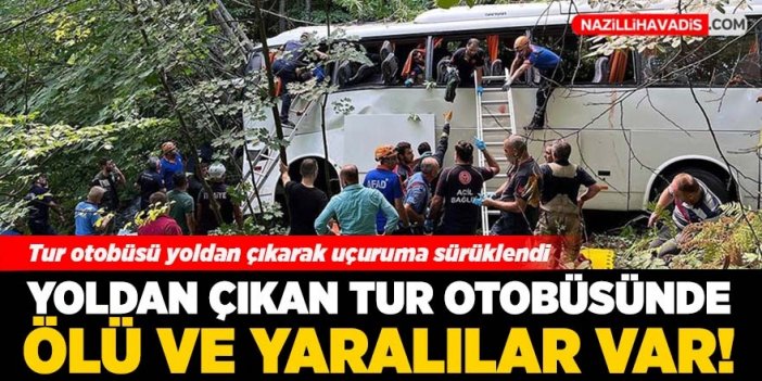 Yoldan çıkan tur otobüsünde ölü ve yaralılar var