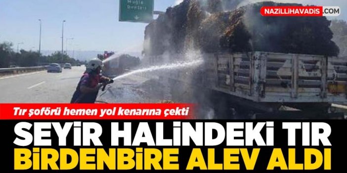 Seyir halindeki tır birdenbire alev aldı