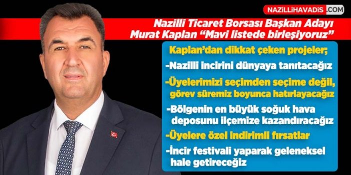 Nazilli Ticaret Borsası Başkan Adayı Murat Kaplan: “Mavi listede birleşiyoruz”