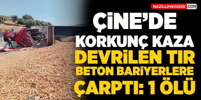 Çine'de devrilen tır beton bariyerlere çarptı: 1 ölü