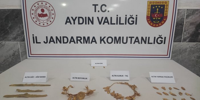 Aydın'da Roma Dönemi'ne ait olduğu değerlendirilen altın takılar ele geçirildi