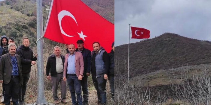 Haydarlı semalarına dev Türk Bayrağı asıldı