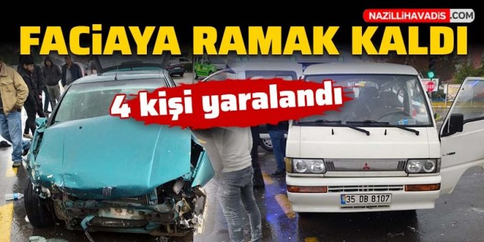 Aydın’da minibüs ile otomobil çarpıştı; 4 yaralı