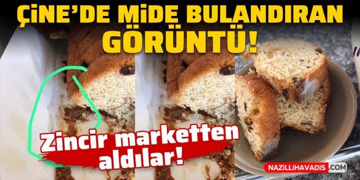 Çine'de mide bulandıran görüntü: Zincir marketten aldığı kekte örümcek ağı çıktı