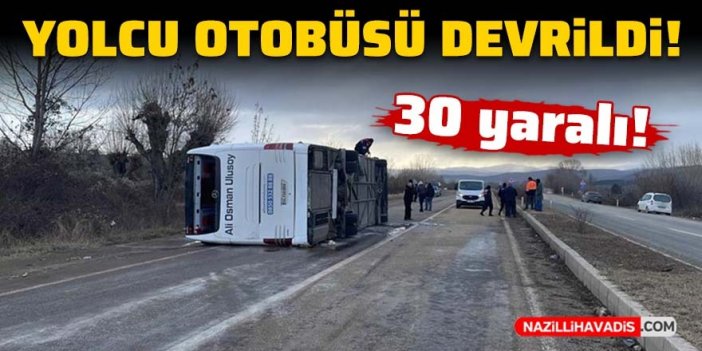 Yolcu otobüsü devrildi: 30 kişi yaralandı