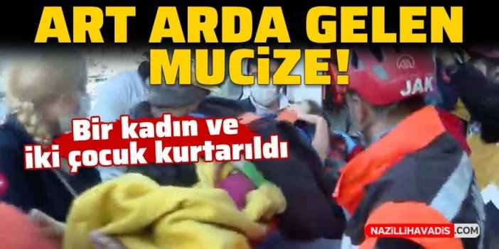 Art arda gelen mucize: Depremin 228'inci saatinde Hatay Antakya'dan bir kadın ve iki çocuk enkazdan kurtarıldı