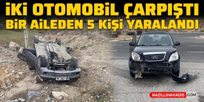 İki otomobilin çarpışması sonucu bir aileden 5 kişi yaralandı