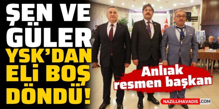 Şen ve Güler YSK’dan eli boş döndü, Anlıak resmen başkan