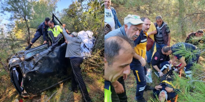 Yenipazar’da kaza! Otomobil şarampole yuvarlandı