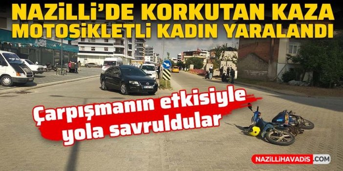 Otomobil ile motosiklet çarpıştı! Kadın motosiklet sürücüsü yaralandı