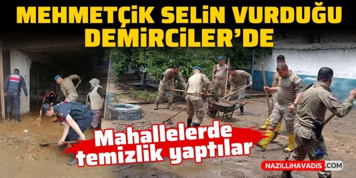 Mehmetçik selin vurduğu Demirciler'de: Selin vurduğu mahallelerde temizlik yaptılar