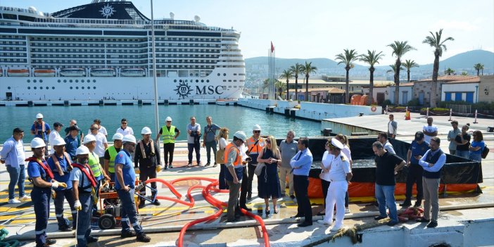 Ege Port Limanı'nda deniz kirliliğine müdahale tatbikatı yapıldı