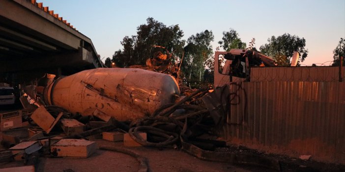 İzmir'de acı olay! Viyadükten düşen beton mikserinin sürücüsü öldü