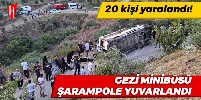 Gezi minibüsü şarampole yuvarlandı: 20 kişi yaralandı