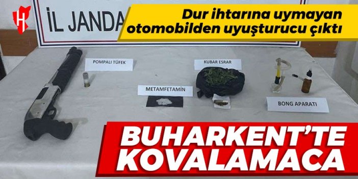 Buharkent'te kovalamaca! Dur ihtarına uymayan otomobilde uyuşturucu çıktı