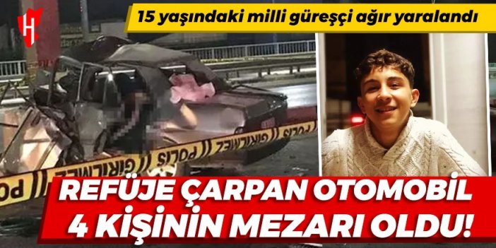 Refüje çarpan otomobil 4 kişinin mezarı oldu!