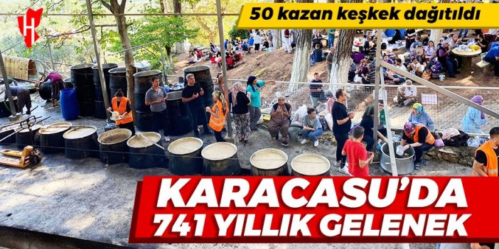 Karacasu’da 741 yıllık gelenekte 50 kazan keşkek dağıtıldı