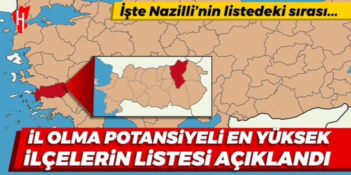 İl olma potansiyeli en yüksek ilçelerin listesi açıklandı! İşte Nazilli’nin listedeki sırası...