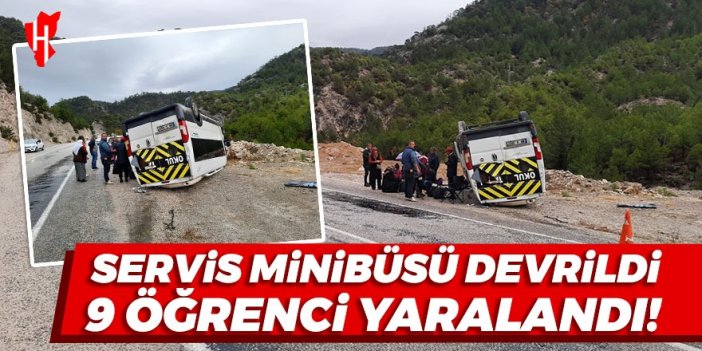 Servis minibüsü devrildi: 9 öğrenci yaralandı